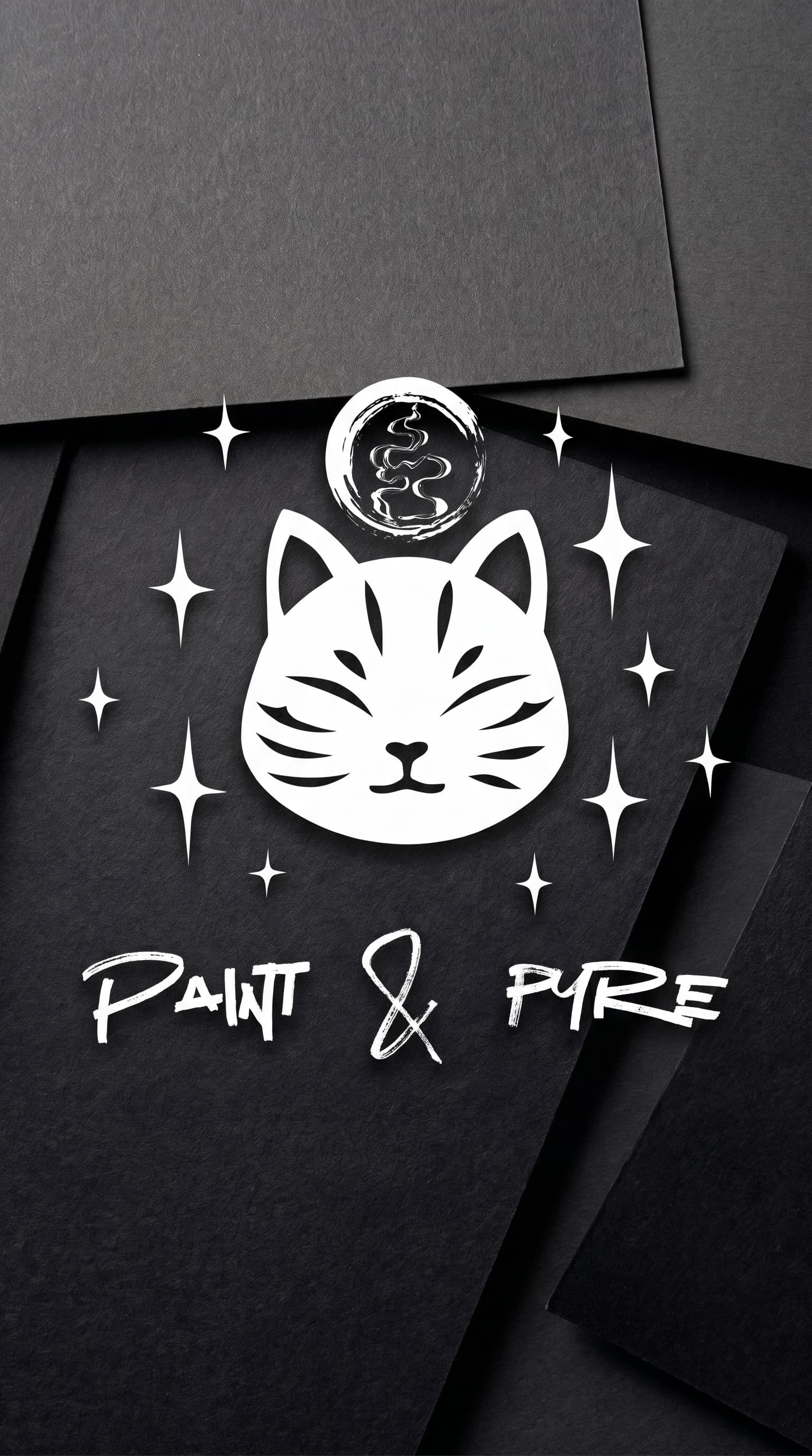 Paint and Pyre logo artwork on black textured paper